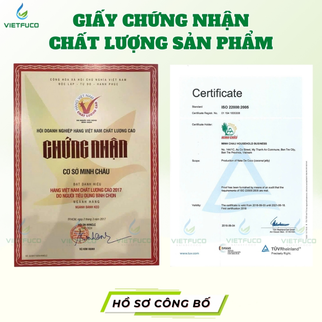 Thạch Dừa Minh Châu túi 1kg/500g/360g Ăn liền Snack - Đặc sản Bến Tre Vietfuco