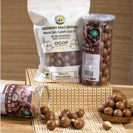Hạt macca sấy nứt vỏ Highlands maca - Hạt mắc ca sấy lạnh Tây Nguyên Việt Nam