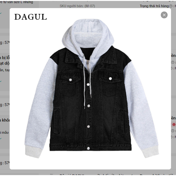 (M-48) Ao khoác DAGUL denim phối tay nỉ bông vải dày dặn logo thêu da khóa inox Jacket Có Túi