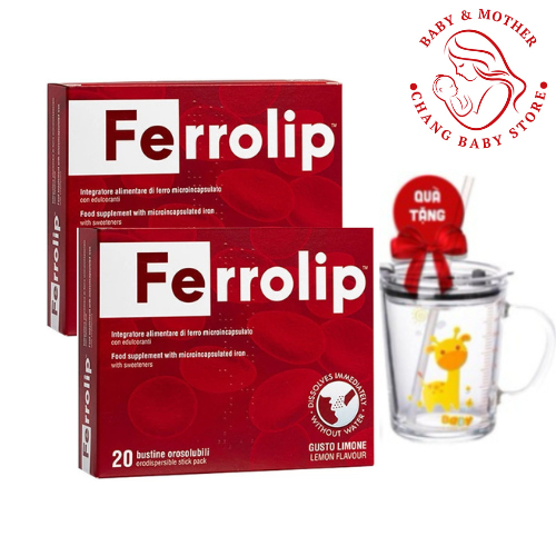 Combo 2 hộp sắt sinh học Ferrolip - Bổ sung sắt cho mẹ bầu và người thiếu máu hộp 20 gói