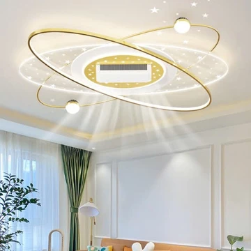 [MẪU MỚI 2026] Đèn quạt ốp trần không cánh lắp trần thạch cao la phong trần gỗ có điều khiển từ xa