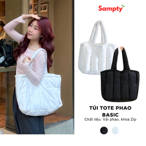 Túi Tote Đi Học 𝐒𝐚𝐦𝐩𝐭𝐲 Khóa Zip Trần Bông Mùa Thu Đông Dày Dặn Hottrend Hàn Quốc