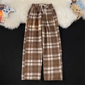 Quần Suông Kẻ Ông Rộng Cạp Cao Bản To Chất Vải Dày Dặn Có Dây Rút CHẤT COTTON -QUẦN CARO BẢN TO