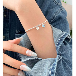 Lắc Tay Bạc 925 Vòng Tay Bạc PJN Trái Tim Đá Blue Moon Phong Cách Phối Đồ Đi Học Đi Chơi Dành Cho Nữ VT14