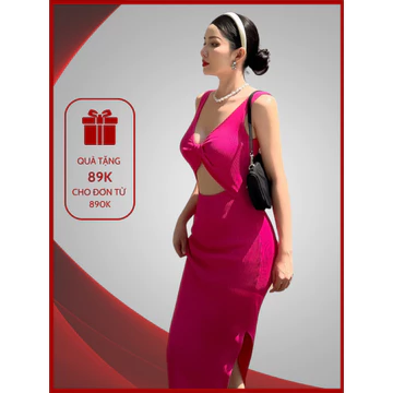 Váy đầm ôm body izzie VL388 dự tiệc sự kiện, đi chơi, chất len co dãn, xoắn nơ cut-out quyến rũ