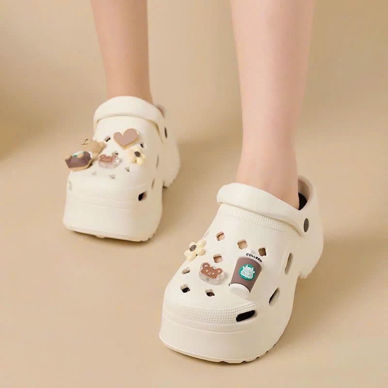 Sục Cross đế cao, Dép sandal nữ đế cao 7cm đính stick dễ thương có lỗ thoáng khí | BigBuy360 - bigbuy360.vn
