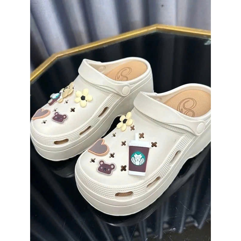 Sục Cross đế cao, Dép sandal nữ đế cao 7cm đính stick dễ thương có lỗ thoáng khí | BigBuy360 - bigbuy360.vn