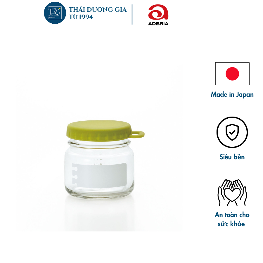 Lọ thủy tinh eCap 200ml nắp silicon dễ mở màu xanh rêu – Aderia Nhật Bản 1653 | Thái Dương Gia