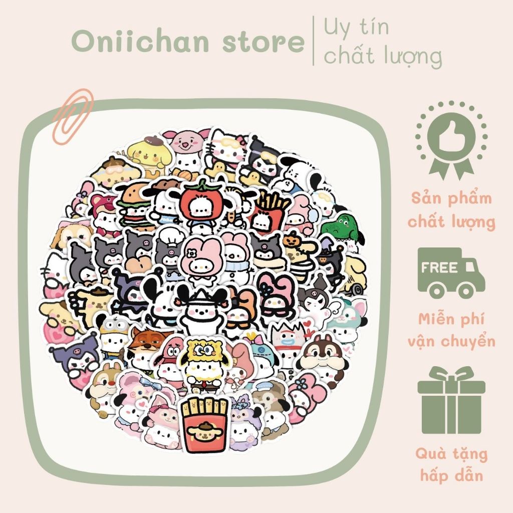 [QUÀ TẶNG LÀ 1 STICKER] 120 sticker sanrio dễ thương cắt sẵn trang trí ...