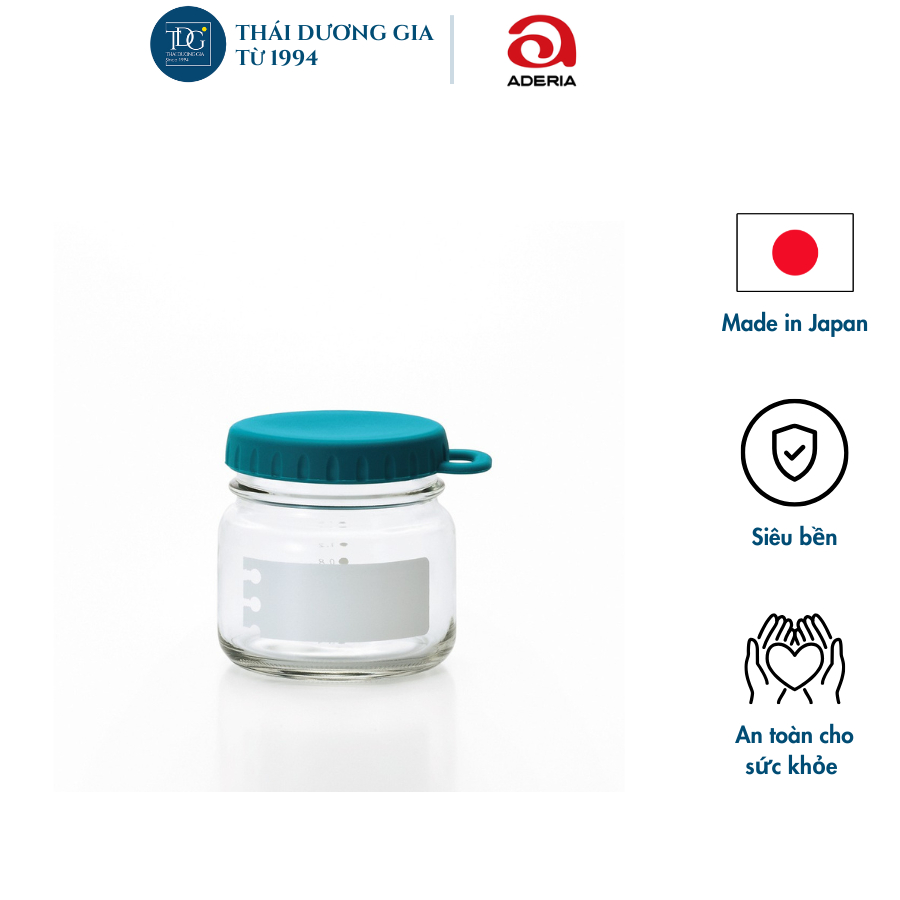 Lọ, hũ thủy tinh eCap 200ml nắp silicon dễ mở màu xanh Nhật Bản Aderia - 1655