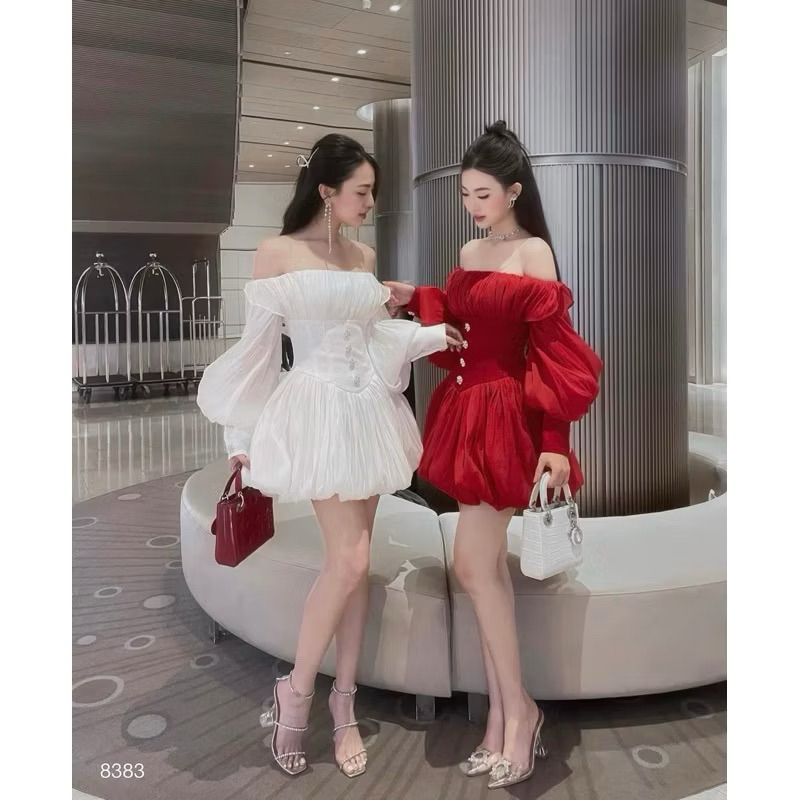Đầm Bí Tay Bồng Trễ Vai – Trẻ Trung, Thanh Lịch, Tôn Dáng