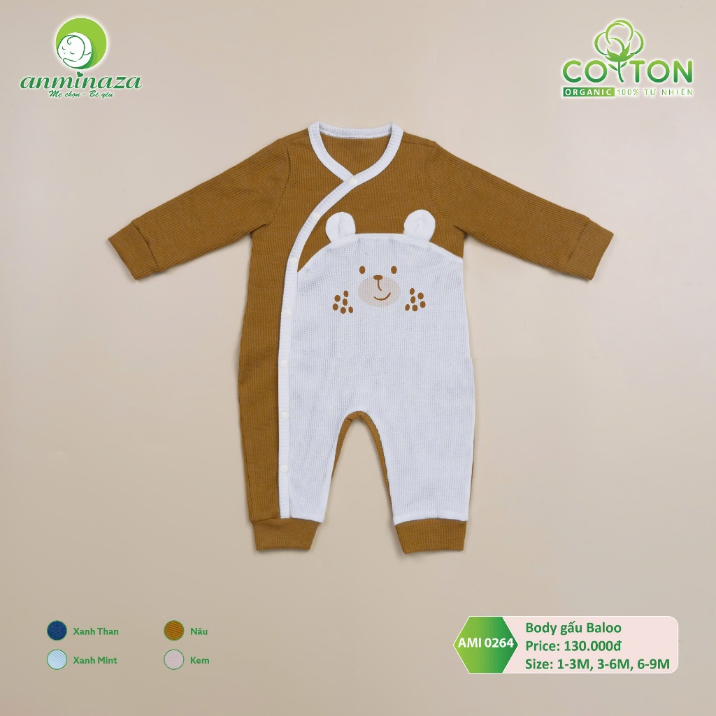 Body Dài Tay Cho Bé Thu Đông Anminaza Chất Vải Cotton Mềm Mại Siêu Lành Tính - Hàng Chính Hãng AMI0264
