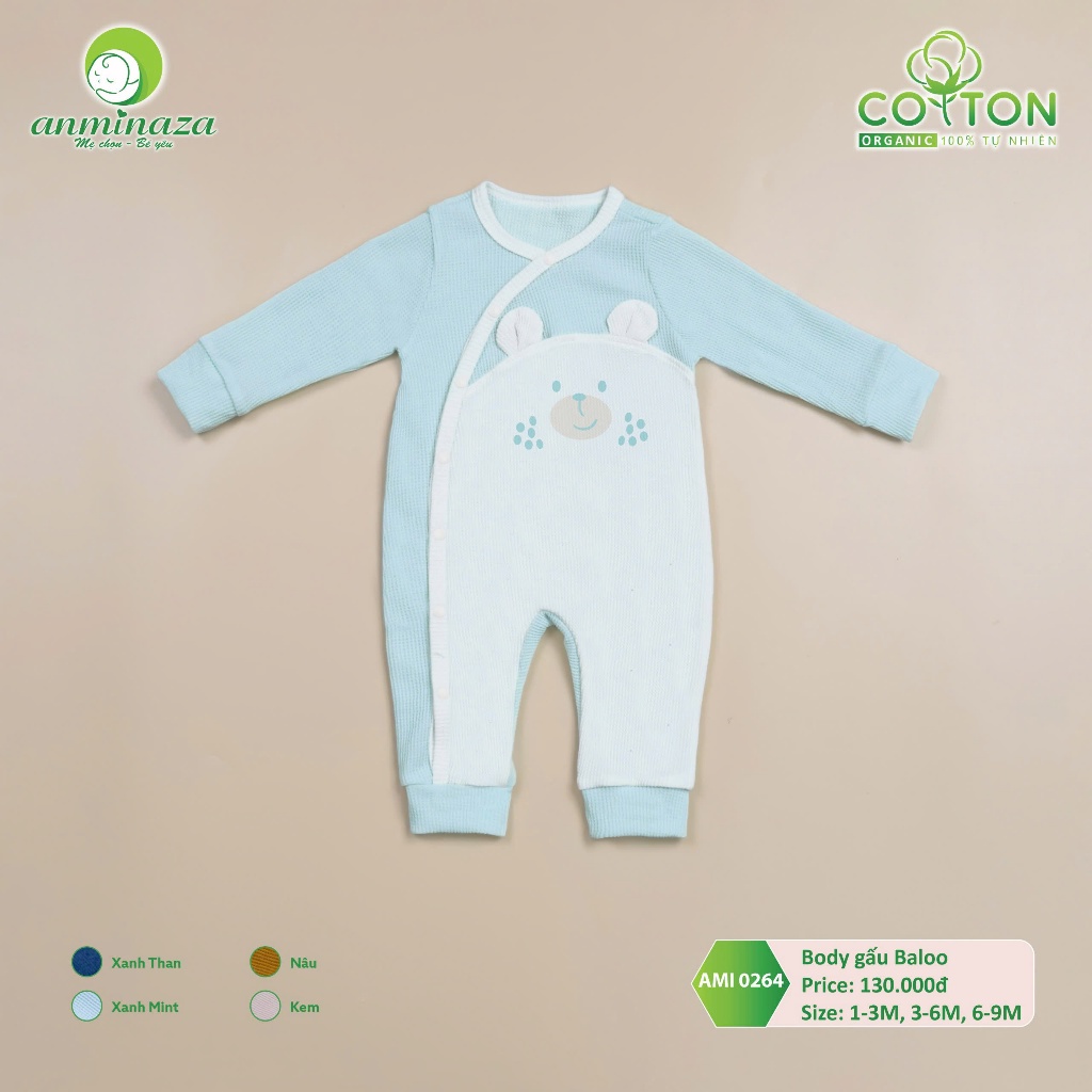 Body Dài Tay Cho Bé Thu Đông Anminaza Chất Vải Cotton Mềm Mại Siêu Lành Tính - Hàng Chính Hãng AMI0264