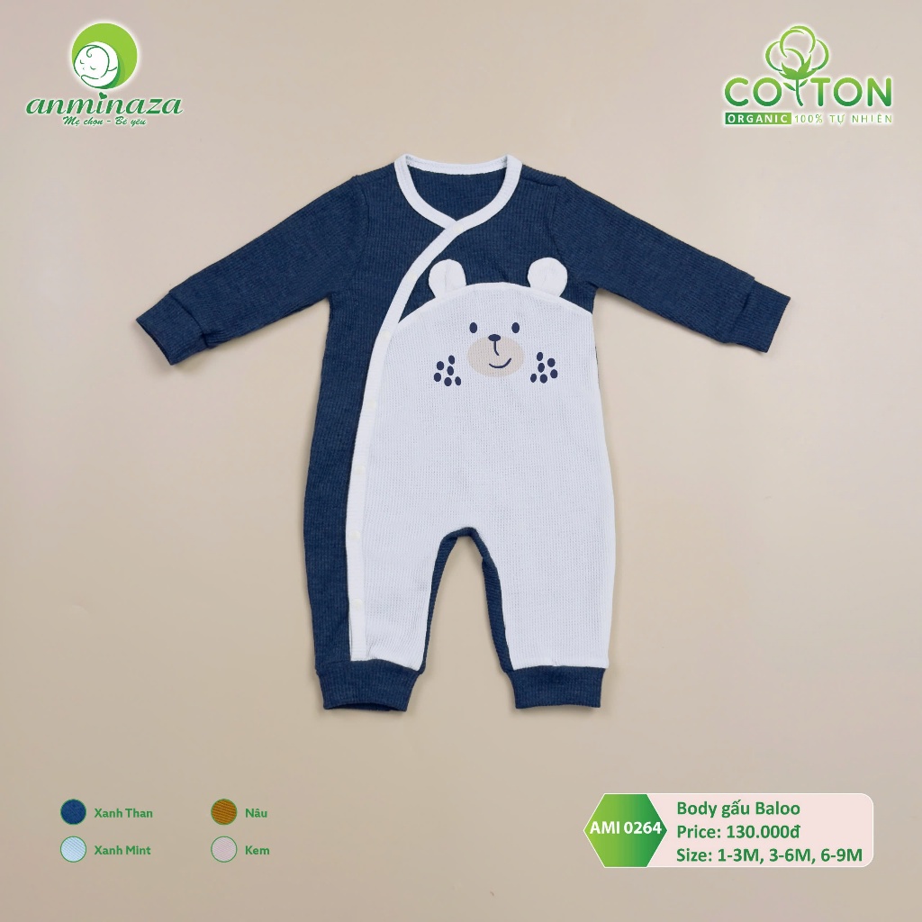 Body Dài Tay Cho Bé Thu Đông Anminaza Chất Vải Cotton Mềm Mại Siêu Lành Tính - Hàng Chính Hãng AMI0264