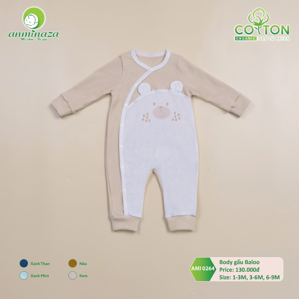 Body Dài Tay Cho Bé Thu Đông Anminaza Chất Vải Cotton Mềm Mại Siêu Lành Tính - Hàng Chính Hãng AMI0264