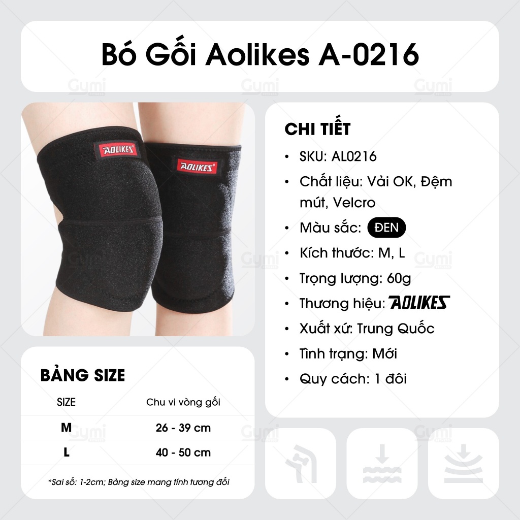 [1 Đôi] Bó Gối Aolikes A-0216 - Đai Dán Bảo Vệ Đầu Gối Chạy Bộ, Thể Thao - AL0216