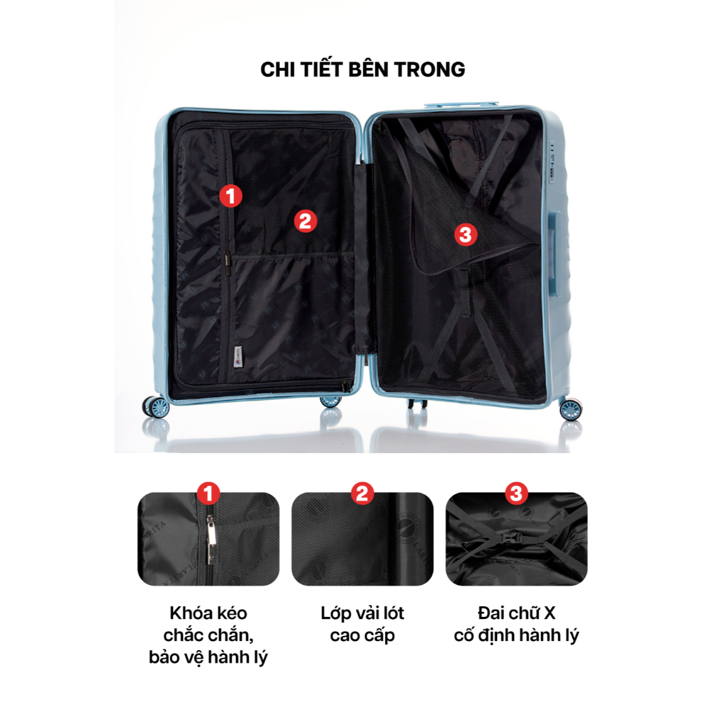 [💥ĐỘC QUYỀN] Vali Kéo MIAvn Larita JUDEN - Size 20/24/28, Nhựa PP Siêu Bền, Hạn Chế Va Đập, Khoá TSA, Bảo Hành Trọn Đời | BigBuy360 - bigbuy360.vn