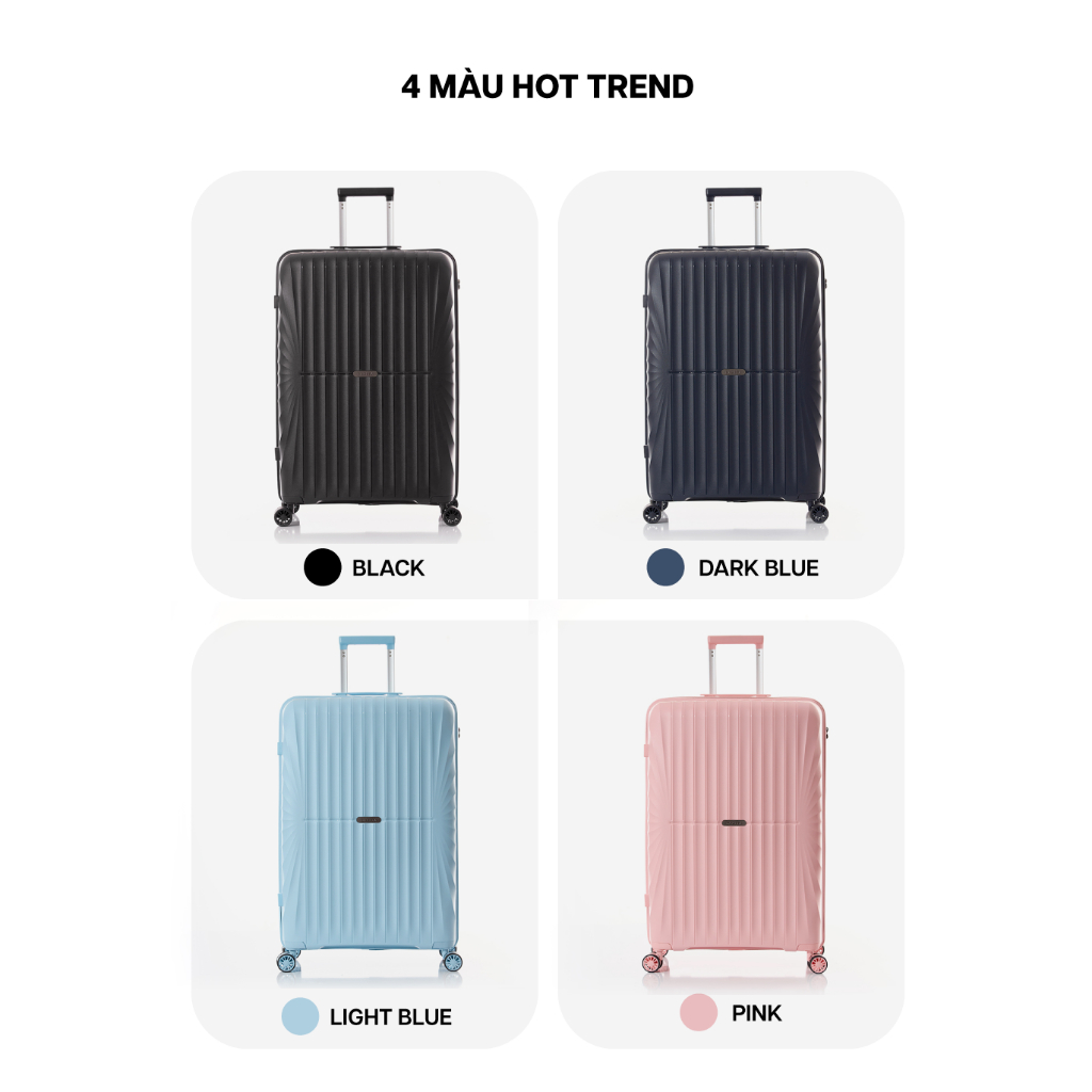 Ảnh Vali Kéo MIAvn Larita JUDEN - Size 20/24/28, Nhựa PP Siêu Bền, Hạn Chế Va Đập, Khoá TSA, Bảo Hành Trọn Đời 3