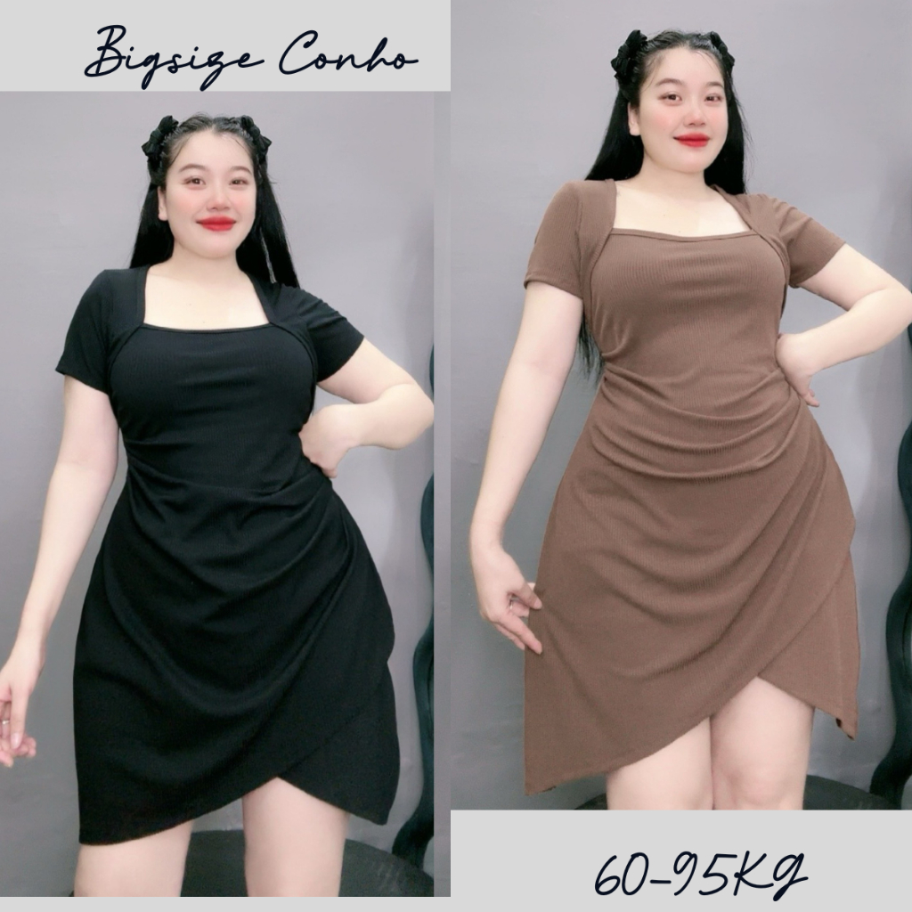 Đầm Body Dáng Chữ A Nữ Bigsize Vải Dệt Kim Thun Gân Mềm Mại Co Giãn Thoải Mái G658