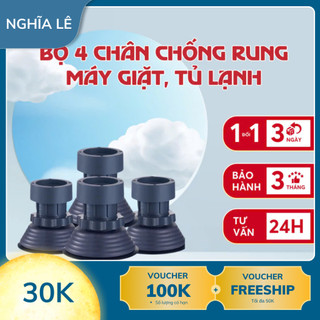 Bộ 4 Chân Chống Rung Máy Giặt, Tủ Lạnh - Đế Cao Su Chống Trượt, Tăng Giảm Chiều Cao Siêu Tiện Lợi