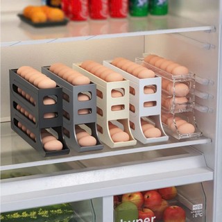 Khay Đựng Trứng Cuộn Tự Động Tiết Kiệm Không Gian Cho Tủ Lạnh , Khay trứng hộp đựng để trứng 2 4 tầng tự lăn