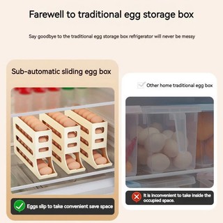Khay Đựng Trứng Cuộn Tự Động Tiết Kiệm Không Gian Cho Tủ Lạnh , Khay trứng hộp đựng để trứng 2 4 tầng tự lăn