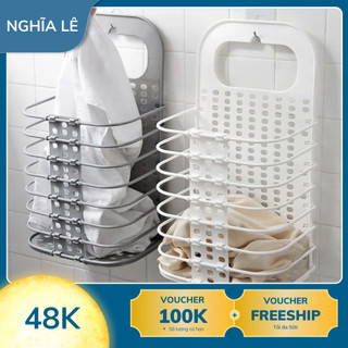 Giỏ đựng quần áo việt nam trước khi giặt treo tường gấp gọn tiện lợi tặng kém móc dán