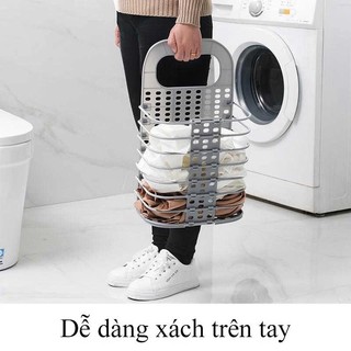 Giỏ đựng quần áo việt nam trước khi giặt treo tường gấp gọn tiện lợi tặng kém móc dán