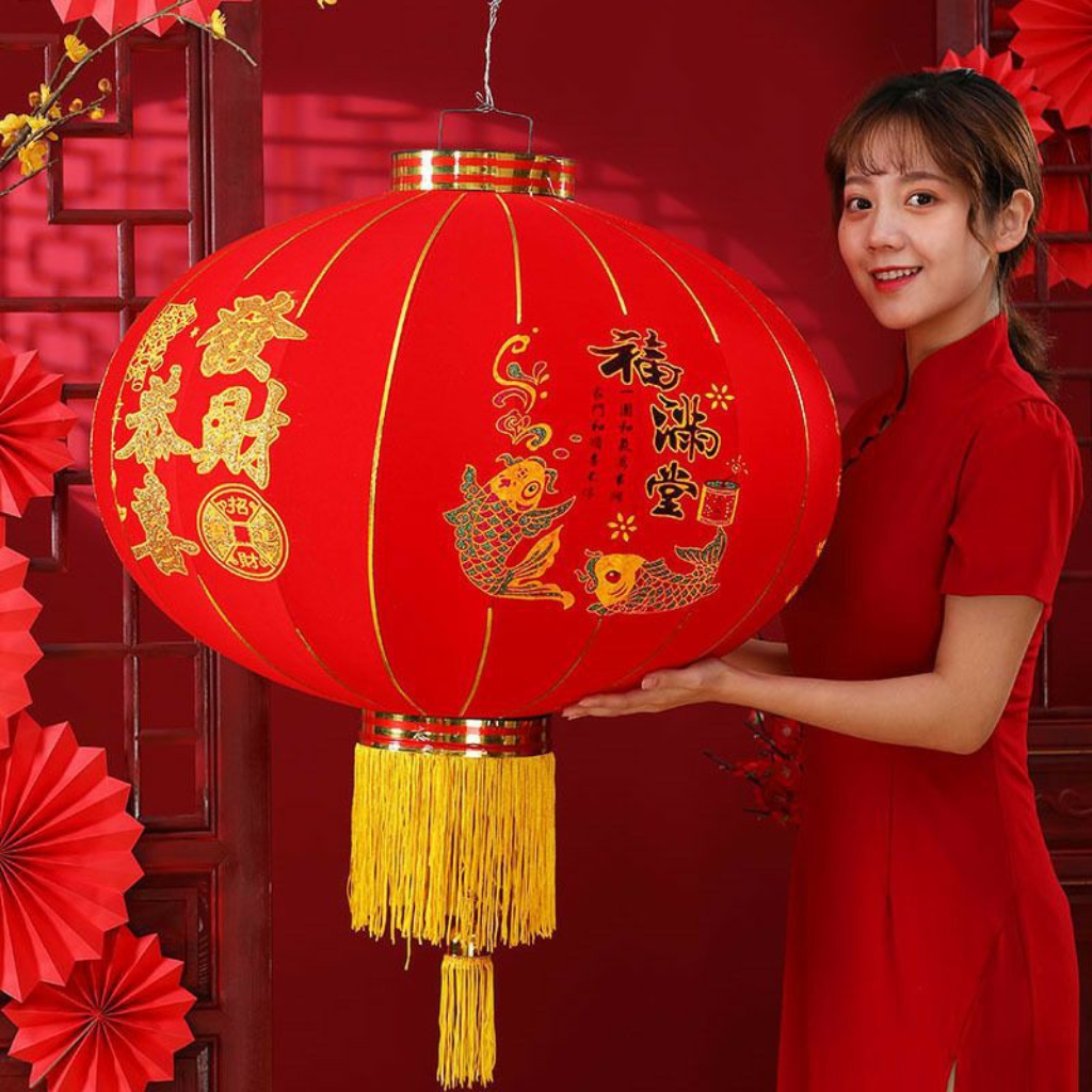 Đèn Lồng Đỏ Chất Liệu Vải Size 60, 80 Cm Trang Trí Tết, Lễ Hội Nhà Hàng - PTLUXURY