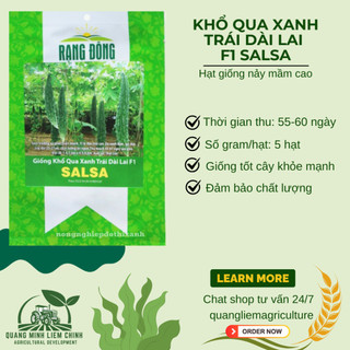 Hạt Giống Khổ Qua Xanh Trái Dài Salsa RADO (Gói 5 Hạt) Rạng Đông, Trồng Quanh Năm, Trái Sai