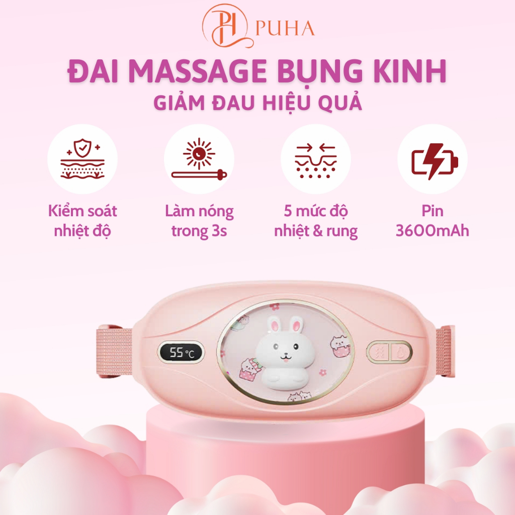 Ảnh Đai chườm nóng sưởi ấm PUHA có chức năng massage giảm đau bụng kinh nguyệt quà tặng bạn gái 4