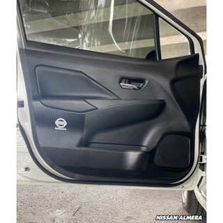 Bộ Dán Chống Xước Tapli Cửa Xe Nissan Almera - Viền Vân Da Carbon Cao Cấp( tặng 1 bộ gương cầu lồi)