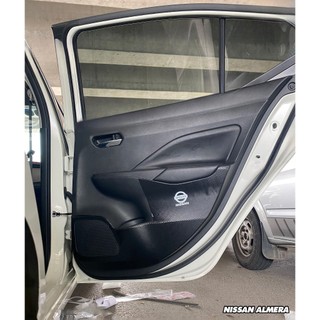 Bộ Dán Chống Xước Tapli Cửa Xe Nissan Almera - Viền Vân Da Carbon Cao Cấp( tặng 1 bộ gương cầu lồi)