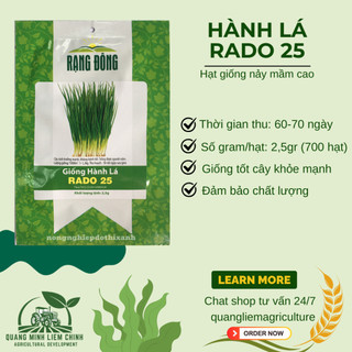 Hạt Giống Hành Lá RADO 25 (Gói 2,5g~700 Hạt) Rạng Đông, Cây Phát Triển Mạnh, Trồng Quanh Năm