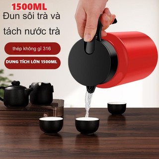 Bình giữ nhiệt 1500ml có kèm 4 ly, lõi lọc inox 316 bình pha trà giữ nhiệt chống gỉ, giữ nóng 10h, giữ lạnh 15h