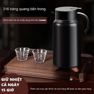 Bình giữ nhiệt 1500ml có kèm 4 ly, lõi lọc inox 316 bình pha trà giữ nhiệt chống gỉ, giữ nóng 10h, giữ lạnh 15h