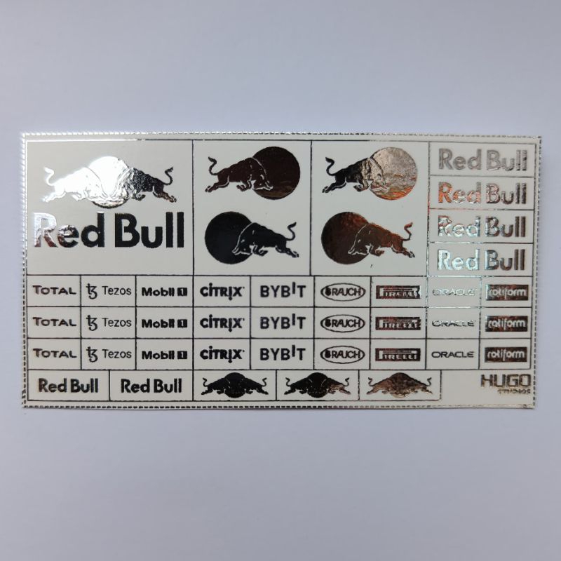Hugo Studios Decal trượt nước Red-Bull màu chrome bạc tỉ lệ 1/64 chưa ...