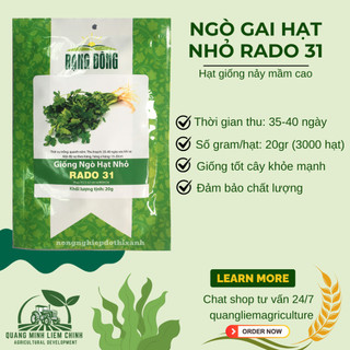 Hạt Giống Ngò Hạt Nhỏ RADO 31 (Gói 20g~3000 Hạt) Rạng Đông, Ngò Rí Dễ Chăm, Kháng Bệnh Tốt Quanh Năm