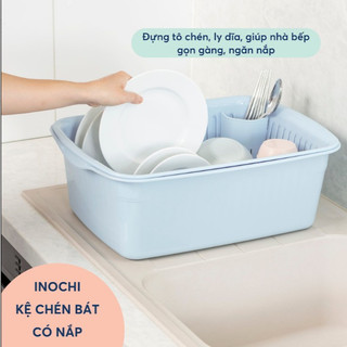 Kệ chén bát Inochi- Tokyo (có nắp) màu Trắng ngọc/Xanh nhạt/Xanh bạc hà
