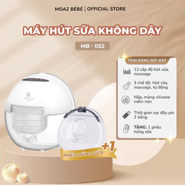 Máy hút sữa không dây Moaz bebe MB052, máy hút sữa điện Đơn/Đôi, máy hút êm, kiệt sữa - BH 12 tháng chính hãng