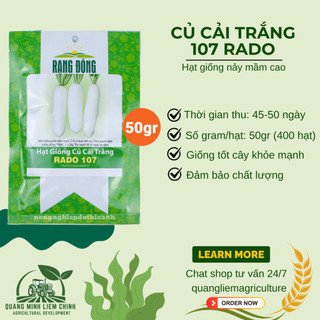 Hạt Giống Củ Cải Trắng RADO 107 (Gói 50g~4000 Hạt) Rạng Đông, Củ To Mập, Sinh Trưởng Mạnh