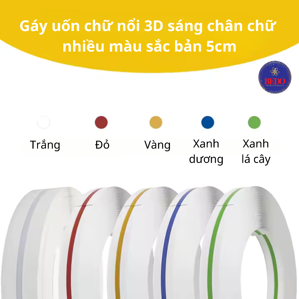 Gáy nhựa uốn chân chữ 3D xuyên sáng BEDO - Nhựa không gờ bản 5cm làm chữ nổi sáng chân nhiều màu sắc bền đẹp