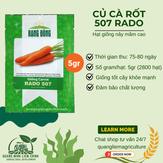 Hạt Giống Cà Rốt RADO 507 (Gói 5gram~2800 Hạt) Rạng Đông, Củ To, Dài, Sinh Trưởng Khỏe