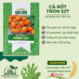 Hạt Giống Cà Rốt Tròn RADO 527 (Gói 1gram~1000 Hạt) Rạng Đông, Dễ Chăm Sóc, Trồng Quanh Năm