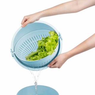 Bộ thau rổ xoay đa năng Inochi - 28 cm màu Hồng/Xanh/Ghi