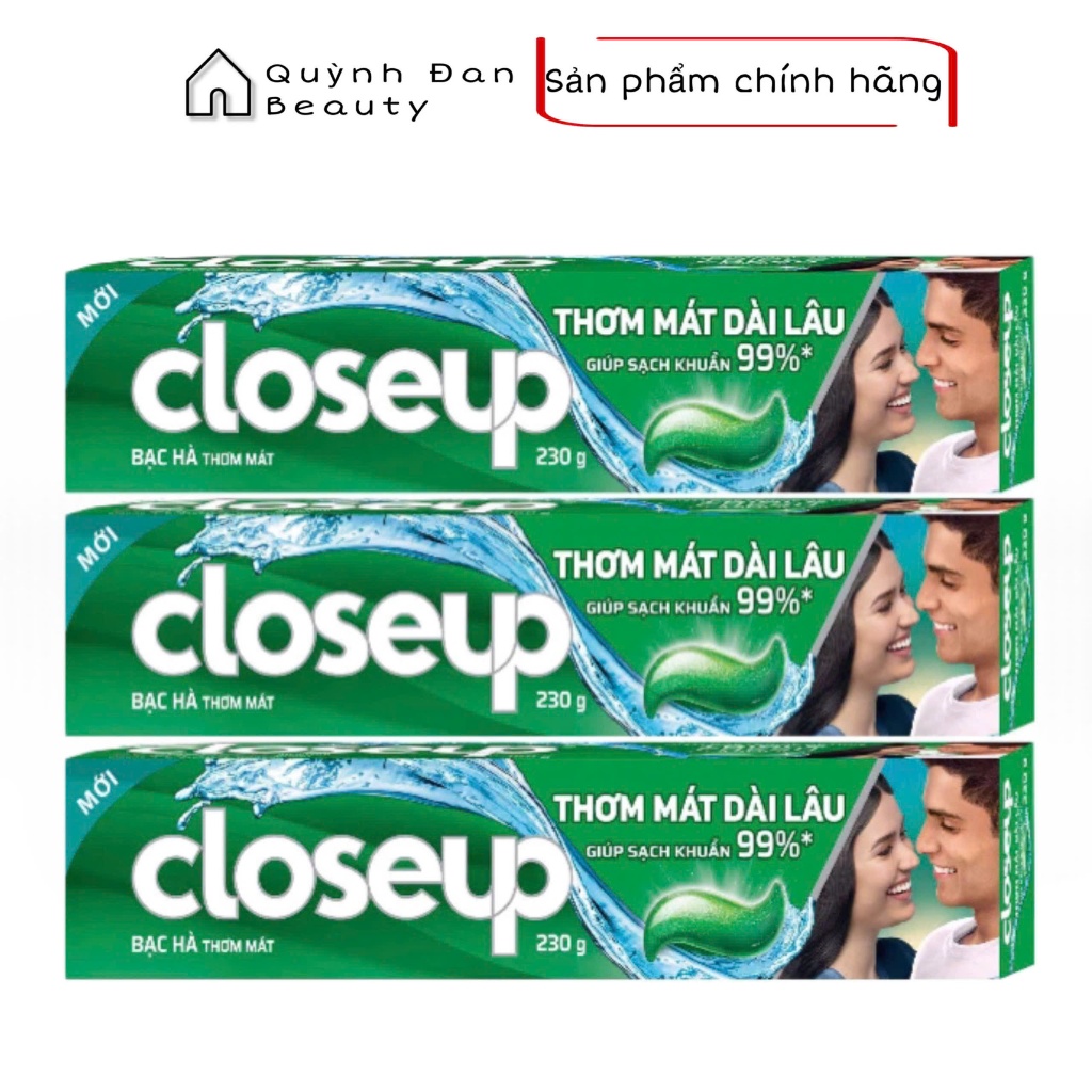 Combo 3 Kem Đánh Răng Closeup Dạng Gel Cho Hơi Thở Thơm Mát Bất Tận Bạc Hà The Mát 230G/Tuýp