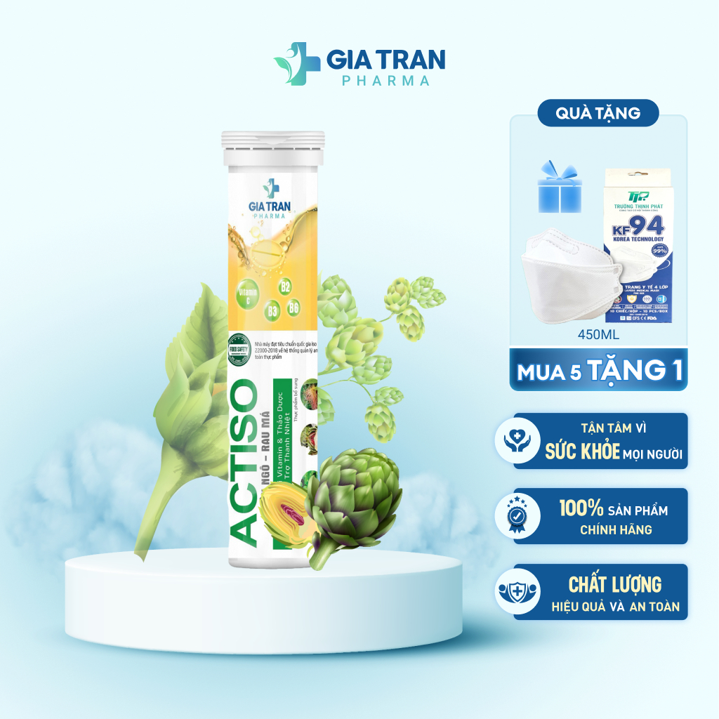 Viên Sủi Mát Gan Pluzssz ACTISO - Tinh Chất Atiso, Râu Ngô, Rau Má ...