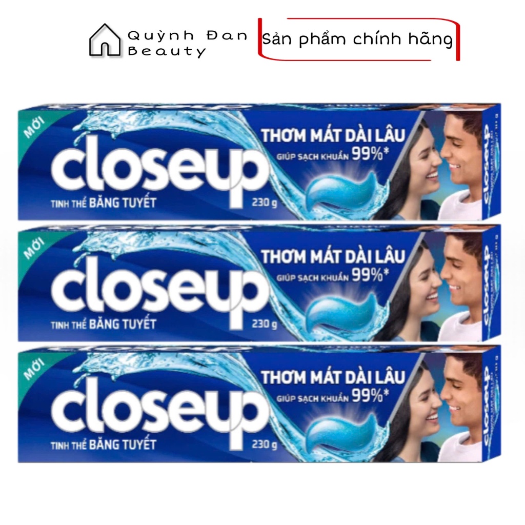 Combo 3 Kem Đánh Răng Closeup Gel Sạch Khuẩn Tinh Thể Băng Tuyết Cho Hơi Thở Thơm Mát Bất Tận 230G/Tuýp