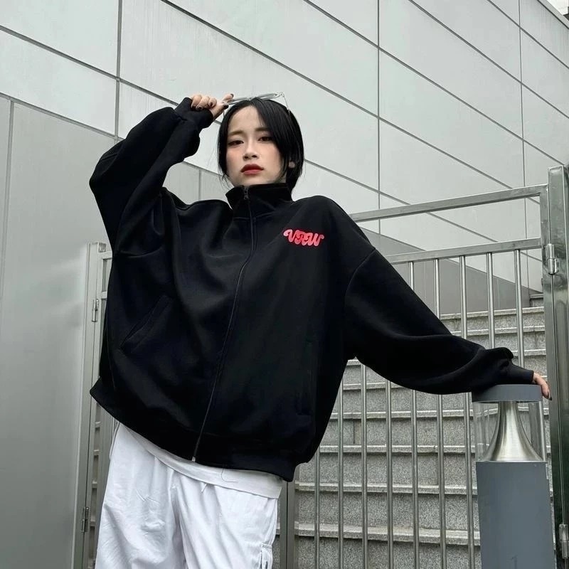 Áo Khoác Nỉ, Áo Khoác Zip Form Boxy Viralwear Unisex , Nỉ 2 DA CAO CẤP Thiết Kế Hot Trend 2024