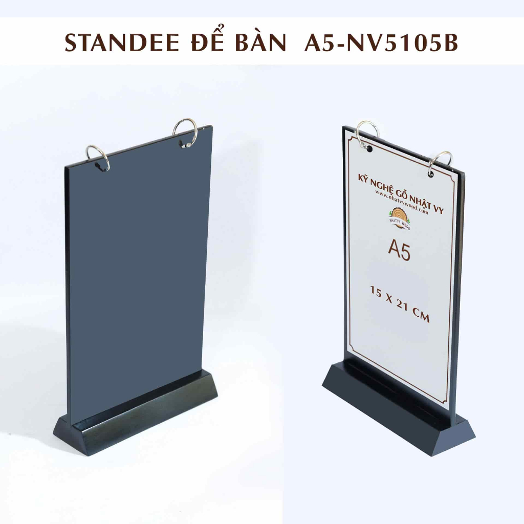 Standee để bàn bằng gỗ, Menu để bàn cao cấp A5-NV5105